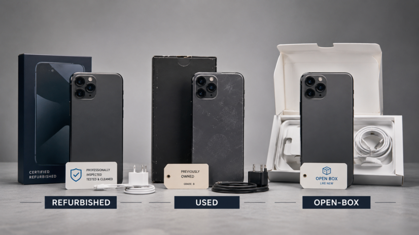 "Refurbished, used, and open-box smartphone and laptop comparison