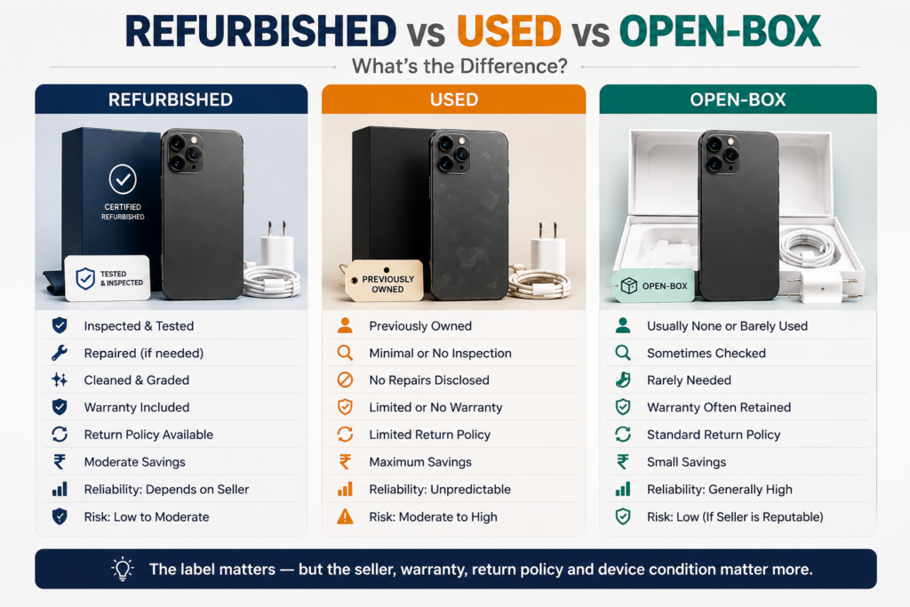 refurbished vs used vs open box