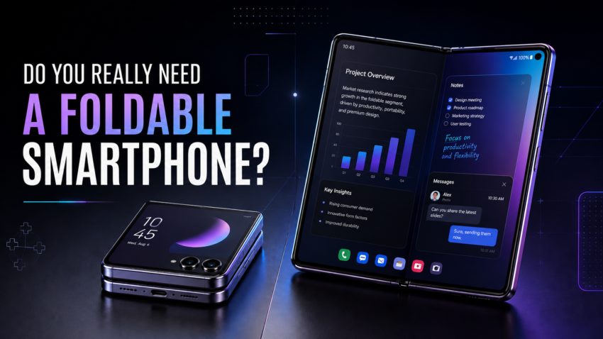 Flip-style and book-style foldable smartphones compared side by side