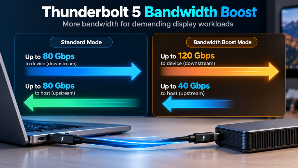 Thunderbolt 5 Bandwidth Boost Infographic