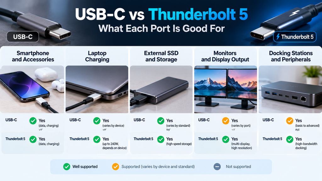 USB C vs Thunderbolt 5 Port Comparison
